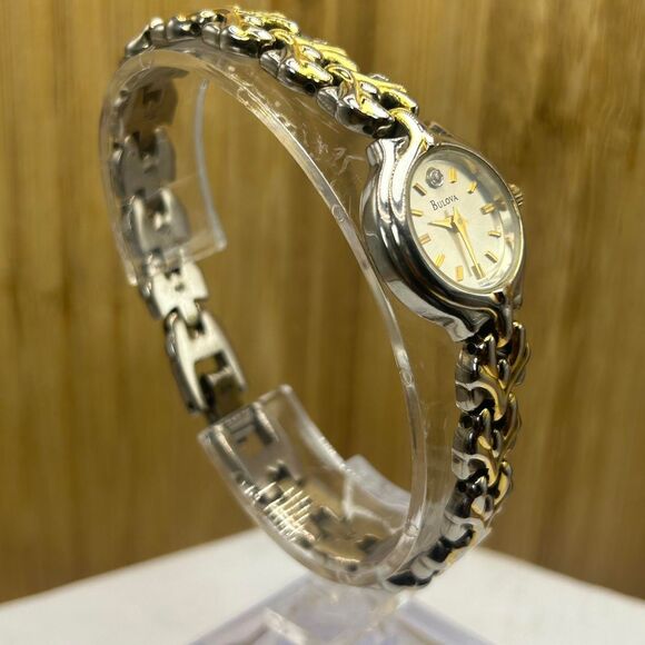 Bulova Women's Dress Watch Quartz Small Two Tone Metal - Picture 3 of 8